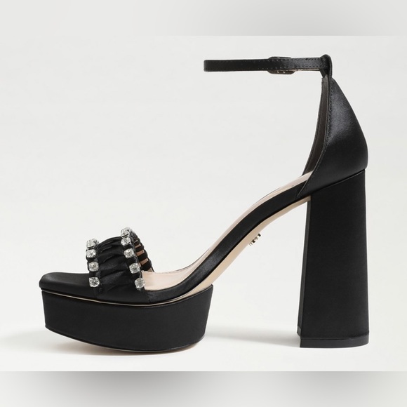 Sam Edelman Ninette Platform Heel Black Satin - Picture 4 of 7